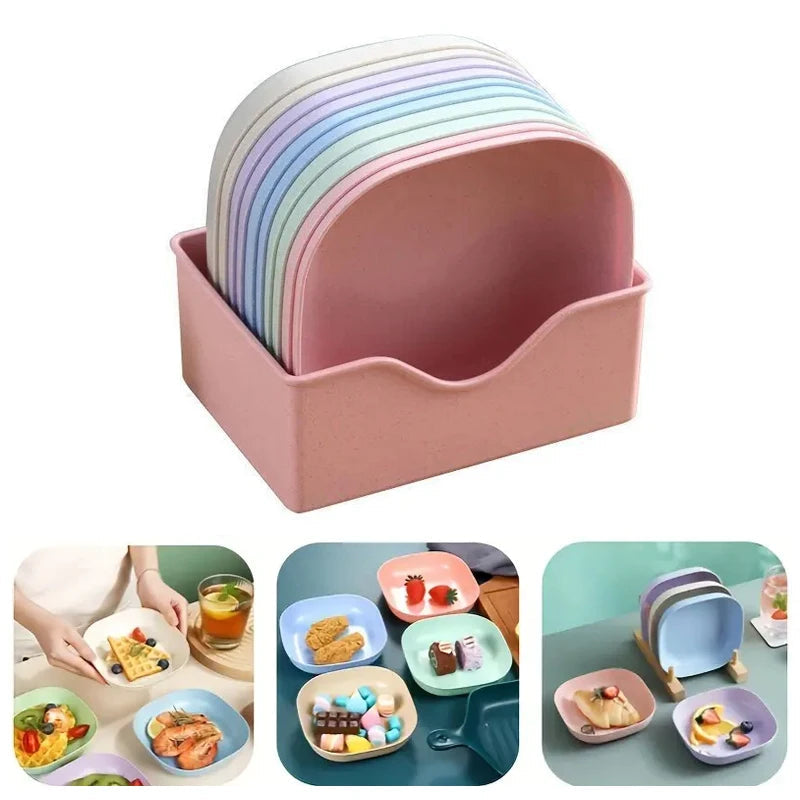 Novacart™ 10pcs Plates Set With Holder (Random Colours)