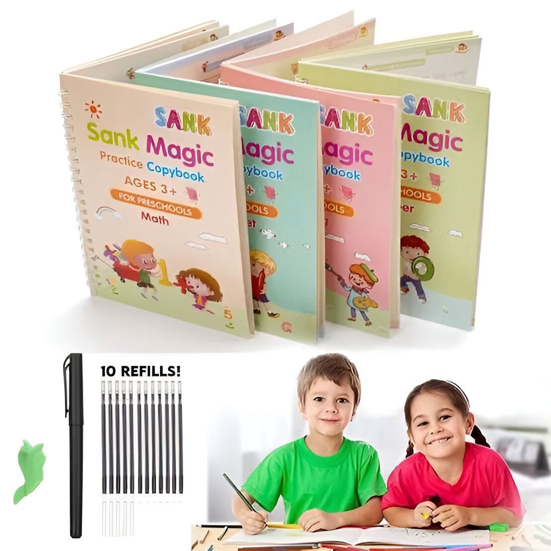 Novacart Sank Magic Practice Book Set 4 Books with Pen & 10 Refills