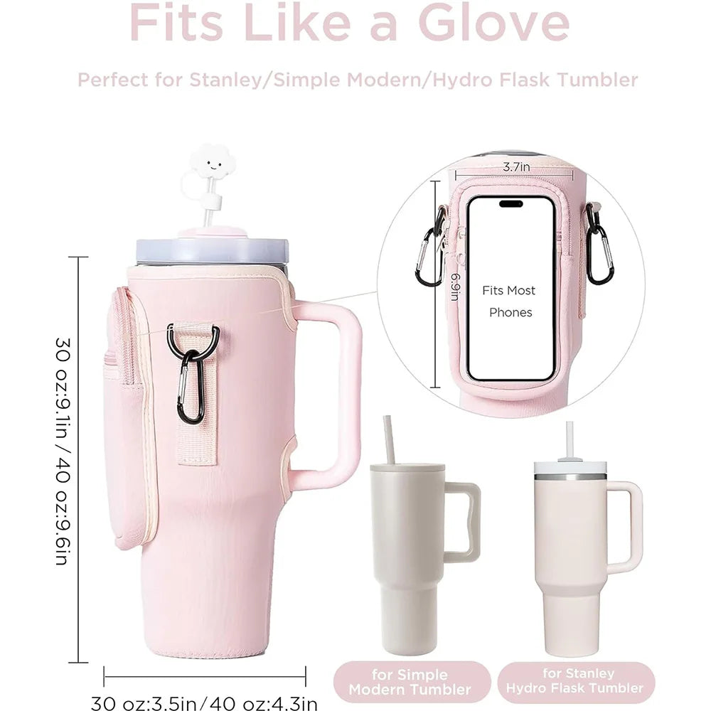 Novacart™ Water Bottle Carrier Bag with Phone Pocket for Stanley