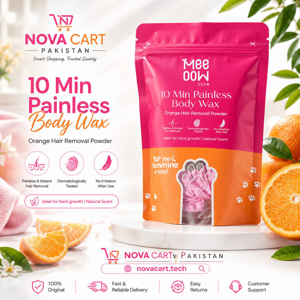 Orange Wax Powder – Hair Free Skin in 10 Mins