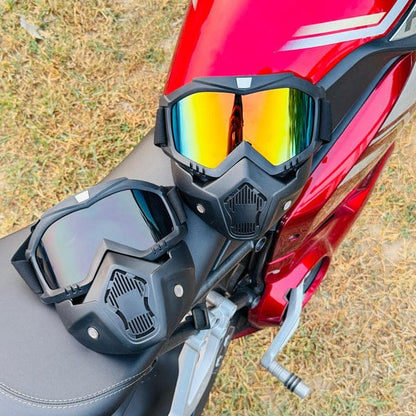 Bike Face Mask with Goggles Dustproof & Smog Filter with Adjustable Strap Winters Special ( Random Color )