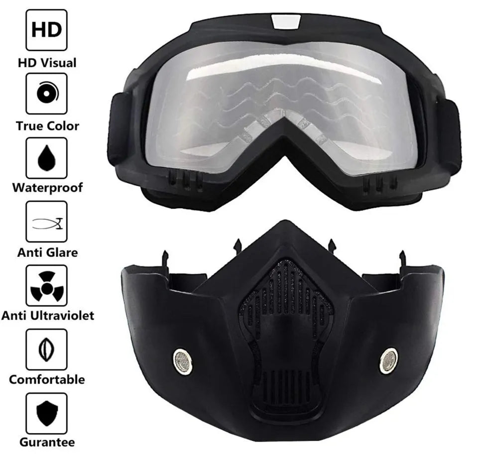 Bike Face Mask with Goggles Dustproof & Smog Filter with Adjustable Strap Winters Special ( Random Color )