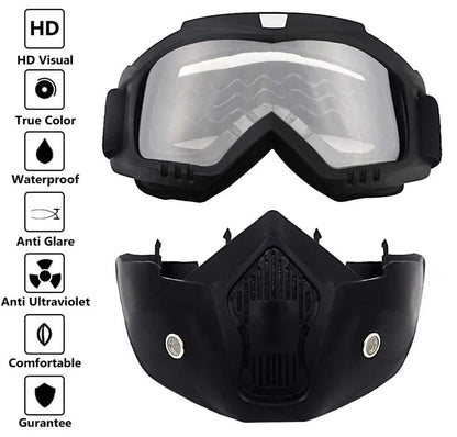 Bike Face Mask with Goggles Dustproof & Smog Filter with Adjustable Strap Winters Special ( Random Color )